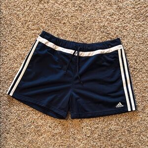 Adidas Dark Blue Shorts with White Stripes